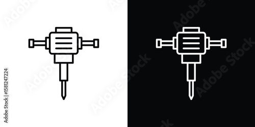 Hydraulic breaker icon. Black illustration isolated for graphic and web design.