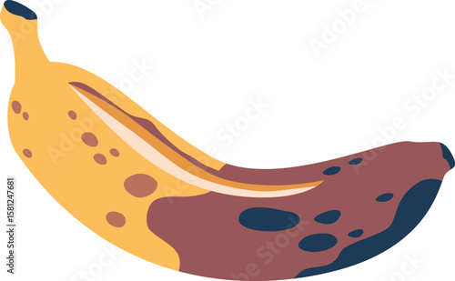 Spoiled banana fruit vector illustration