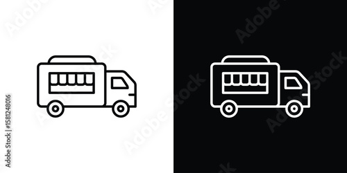 Food truck icon. Black illustration isolated for graphic and web design.