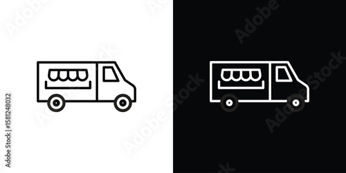 Food truck icon. Black illustration isolated for graphic and web design.