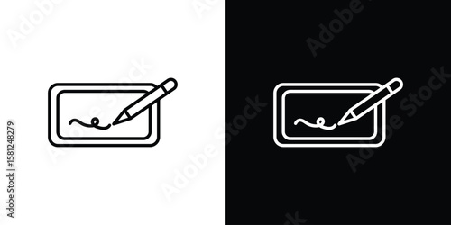 Electronic signature icon. Black illustration isolated for graphic and web design.