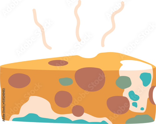 Spoiled moldy cheese food vector illustration