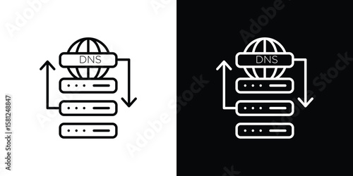 DNS icon. Black illustration isolated for graphic and web design.