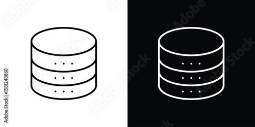 Cylinder database icon. Black illustration isolated for graphic and web design.
