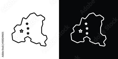 China map icon. Black illustration isolated for graphic and web design.