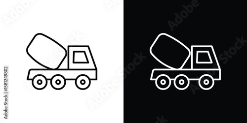 Cement truck icon. Black illustration isolated for graphic and web design.