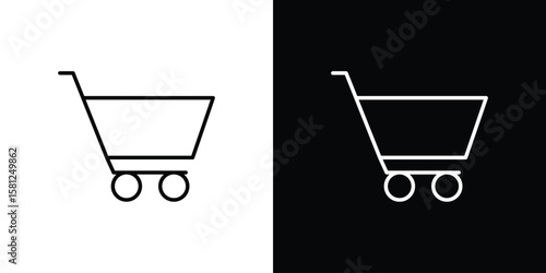 Cart icon. Black illustration isolated for graphic and web design.