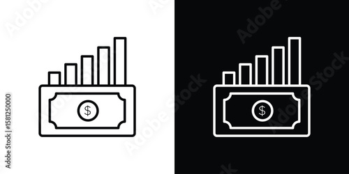 capital gain icon. Black illustration isolated for graphic and web design.