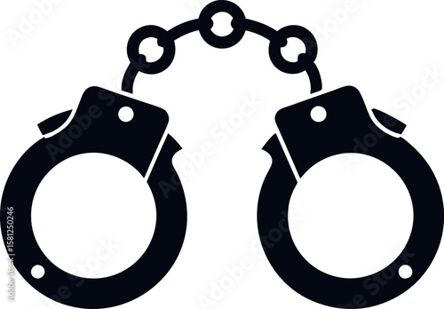 Minimal Handcuffed Vector Icon Silhouette Artwork