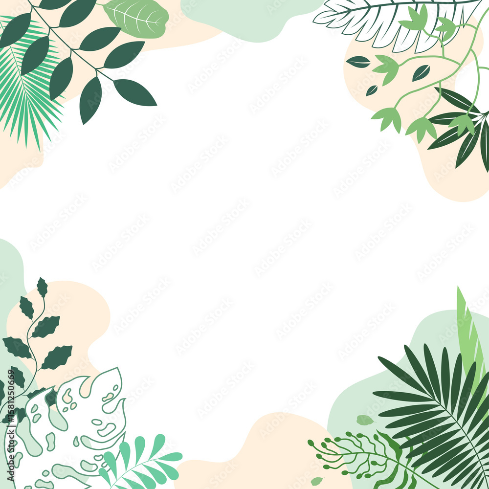 Naklejka premium Background with leaves and flowers flowers abstract figures