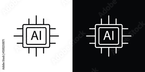 AI icon. Black illustration isolated for graphic and web design.