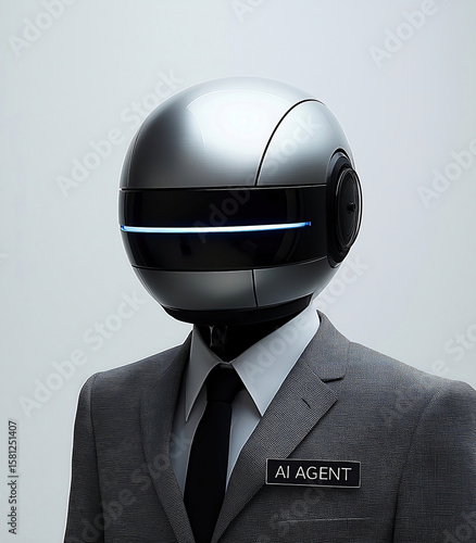 An AI agent acts as a virtual assistant, for support as an AGI artificial general intelligence representative symbolizing agentic robot autonomy, and humanoid superintelligence technology
