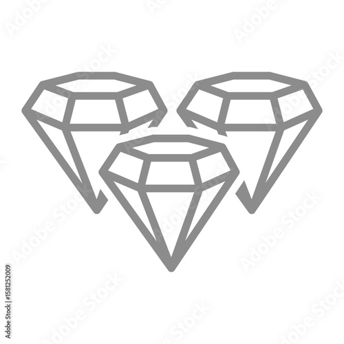 Three diamonds line icon. Transfer diamond, abundance, luxury, or precious collections symbol. Vector illustration