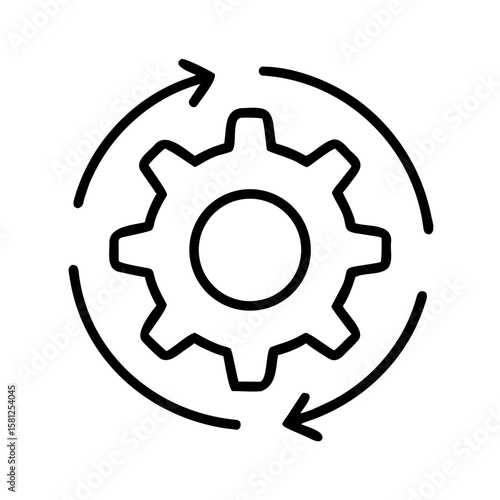 black gear with arrows, process concept clip art preview