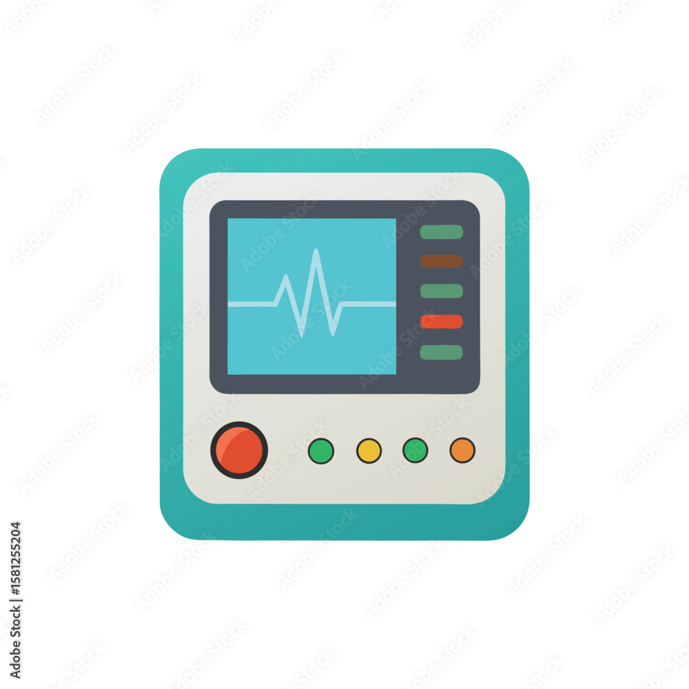 Medical Monitor with Heart Rate Display and Indicator Lights on white background Medical Monitor with Heart Rate Display and Indicator Lights on white background