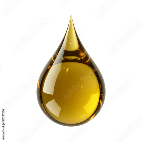 Liquid gold drop golden oil lubricant serum honey fluid amber shiny drip isolated on transparent background