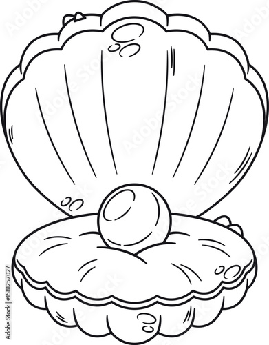Black-and-white underwater jewellery pearl vector illustration