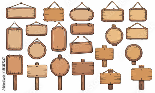 A set of vector wooden boards and frames in vector format, ideal for restaurant menus, signboards, and vintage-style designs. v5