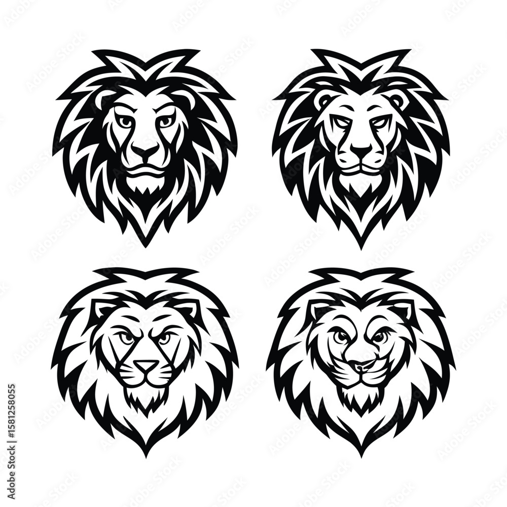 Obraz premium lion head silhouette vector