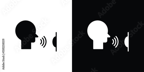 Voice control icon symbol. Simple, flat design for and apps