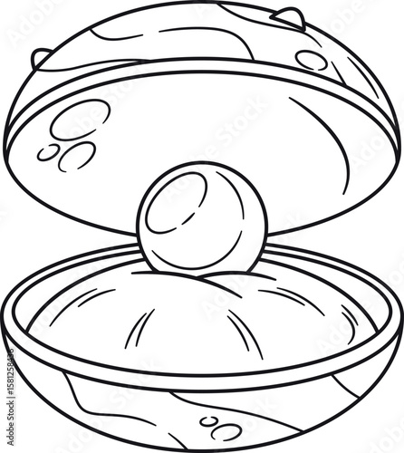 Open shell with pearl vector illustration