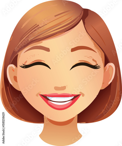 Blushing Emoji Face with Shy Smile Expression Illustration