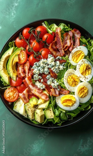 Wallpaper Mural Enjoying a classic Cobb salad with tuna, tomatoes, bacon, eggs and avocado on a plate Torontodigital.ca