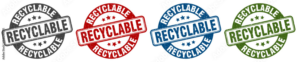 recyclable stamp. recyclable round stamp set isolated on white background recyclable stamp. recyclable round stamp set isolated on white background