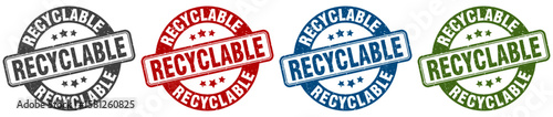 recyclable stamp. recyclable round stamp set isolated on white background