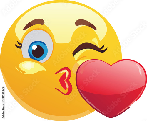 Kissing Emoji Face Blowing a Heart Illustration