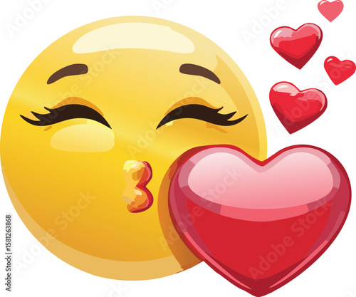Kissing Emoji Face Blowing a Heart Illustration