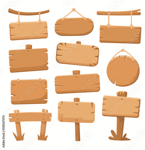  A set of vector wooden boards and frames in vector format, ideal for restaurant menus, signboards, and vintage-style designs. v7