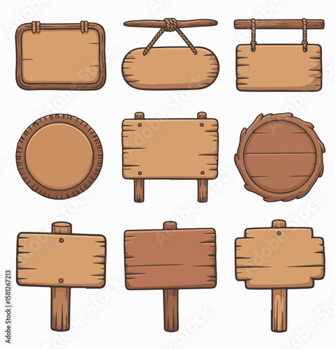  A set of vector wooden boards and frames in vector format, ideal for restaurant menus, signboards, and vintage-style designs. v6