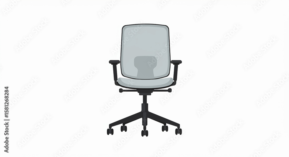 Modern Grey Office Chair Minimalist Design Front View Illustration. Modern Grey Office Chair Minimalist Design Front View Illustration.