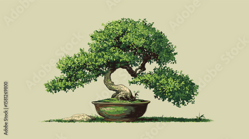 vector bonsai tree in pot .Generative AI