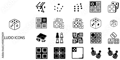 Ludo simple concept 24 color icons set .Vector illustration.