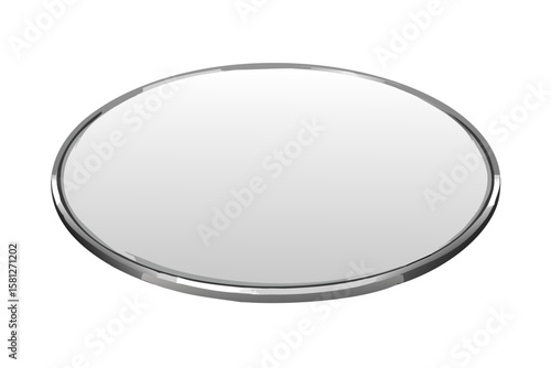 Oval mirror with silver frame for bathroom decor and vanity accessories design