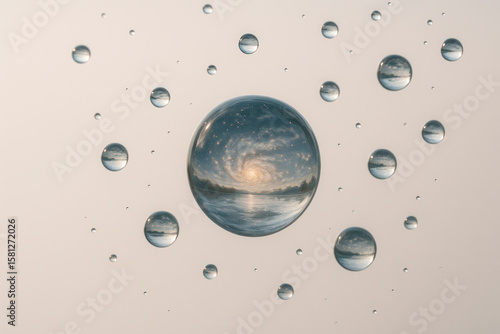 Wallpaper Mural A galaxy reflected in water droplets. Torontodigital.ca