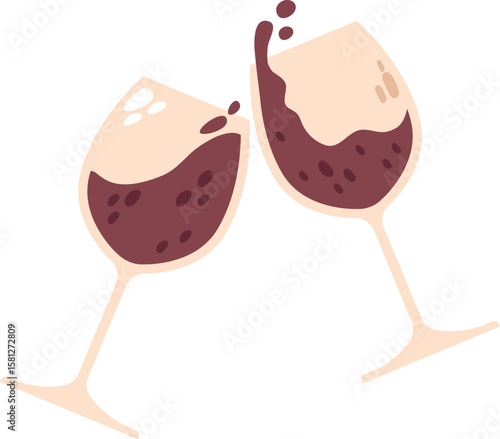 Clinking pair of wineglasses vector illustration