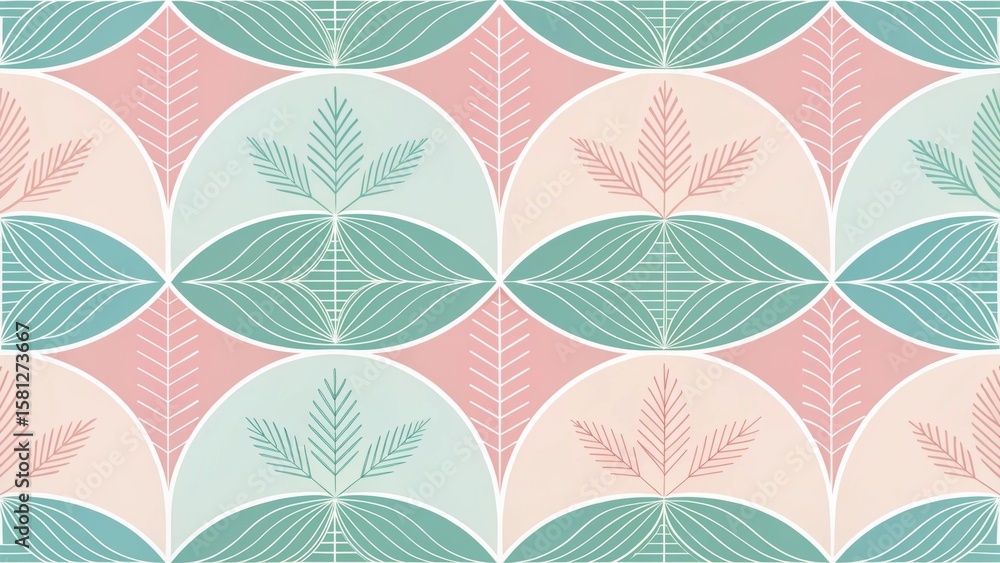 Elegant Pastel Pattern Abstract Leaf Design with Geometric Shapes for a Delicate Background Elegant Pastel Pattern Abstract Leaf Design with Geometric Shapes for a Delicate Background