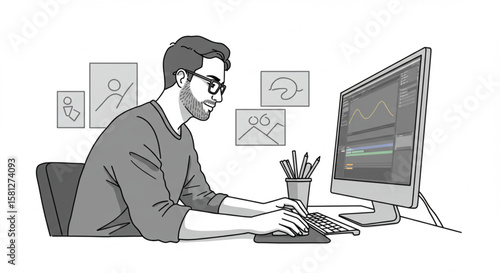 Digital Artist at Work Creative Process and Modern Design