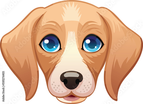 Begging Emoji Face with Puppy-Dog Eyes Expression Illustration