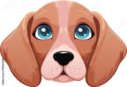 Begging Emoji Face with Puppy-Dog Eyes Expression Illustration