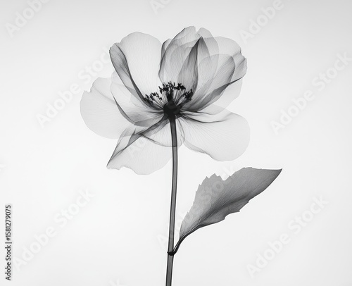 Fototapeta Naklejka Na Ścianę i Meble -  X-ray-like grayscale peony