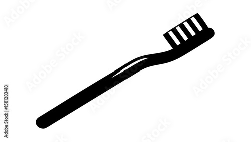 Illustration of a black toothbrush with white bristles on a white background simple and clean design