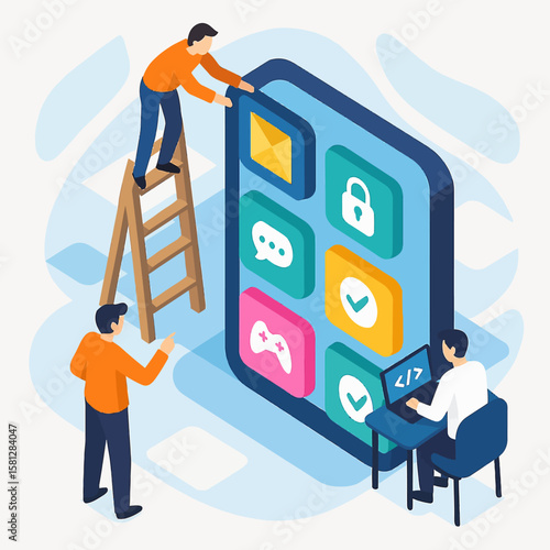 Team Working on App Development Concept