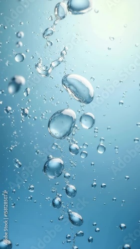 Wallpaper Mural Bubbles ascend gracefully in a tranquil blue background, evoking a peaceful underwater environment, ideal for relaxation and exploration themes. Torontodigital.ca