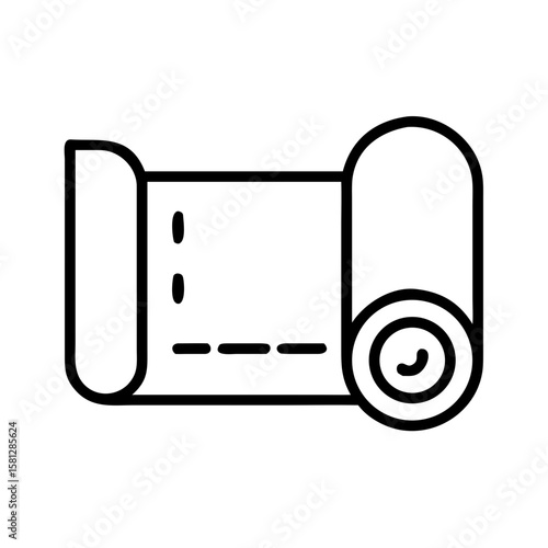 Training mat rolled up in minimalist line art style  