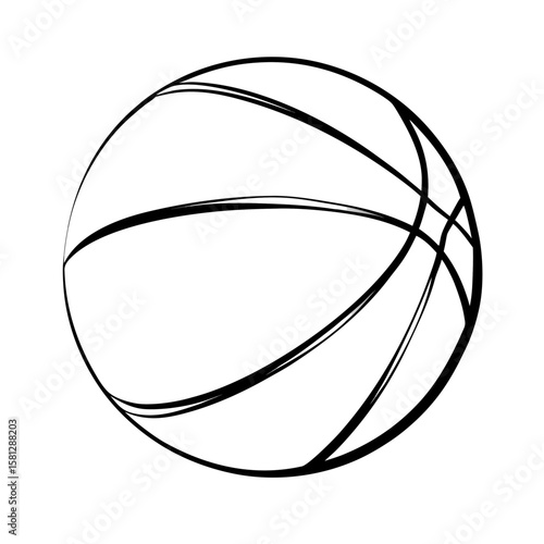 Basketball illustration with black lines on white background  