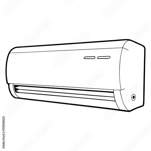 Air conditioner unit in minimalist design with clean lines  